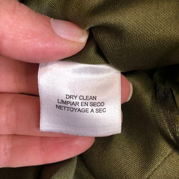 Evan Picone Olive Green Ruffle Front Dress 10 Medium Sheath Cocktail Holiday - Picture 10 of 11